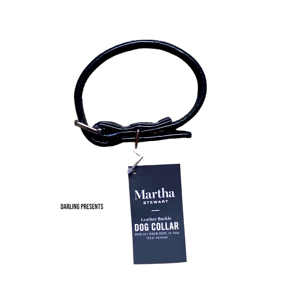 Martha Stewart Vegan Leather Engraved Buckle Dog Collar Color Black Size 12/XS